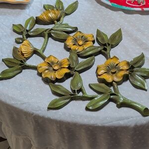 Vintage HOMCO Green And Yellow Floral Wall Decor